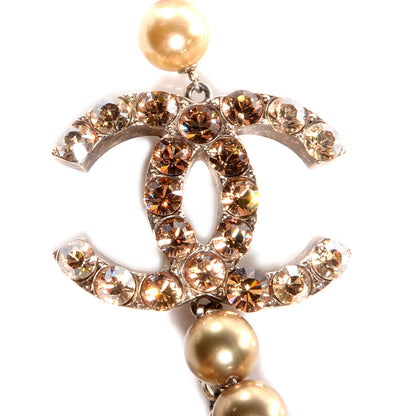 Chanel Beaded Crystal CC Necklace Bronze Gold 4 of 5
