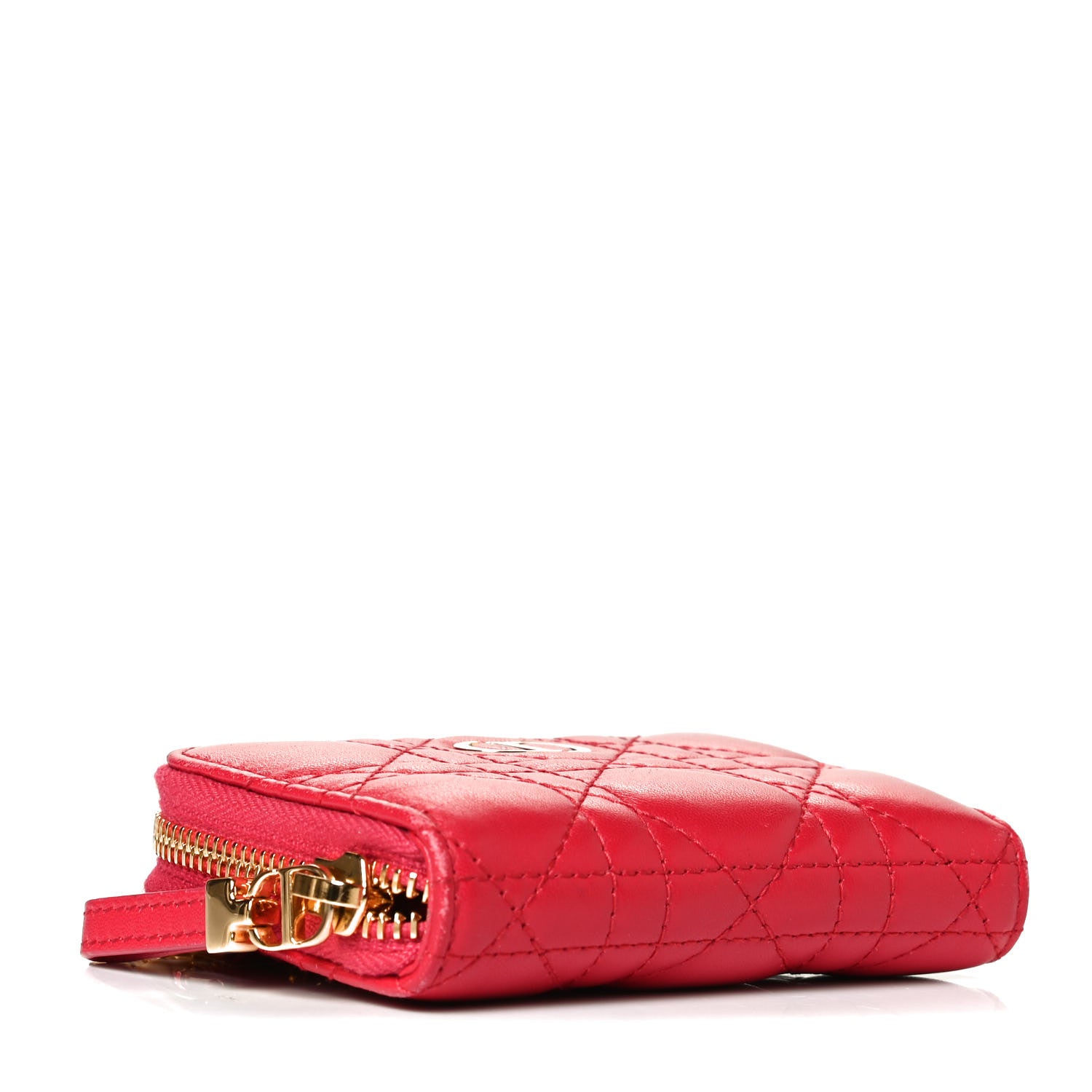 Christian Dior Lambskin Cannage Mini Caro Zipped Pouch Raspberry 3 of 9