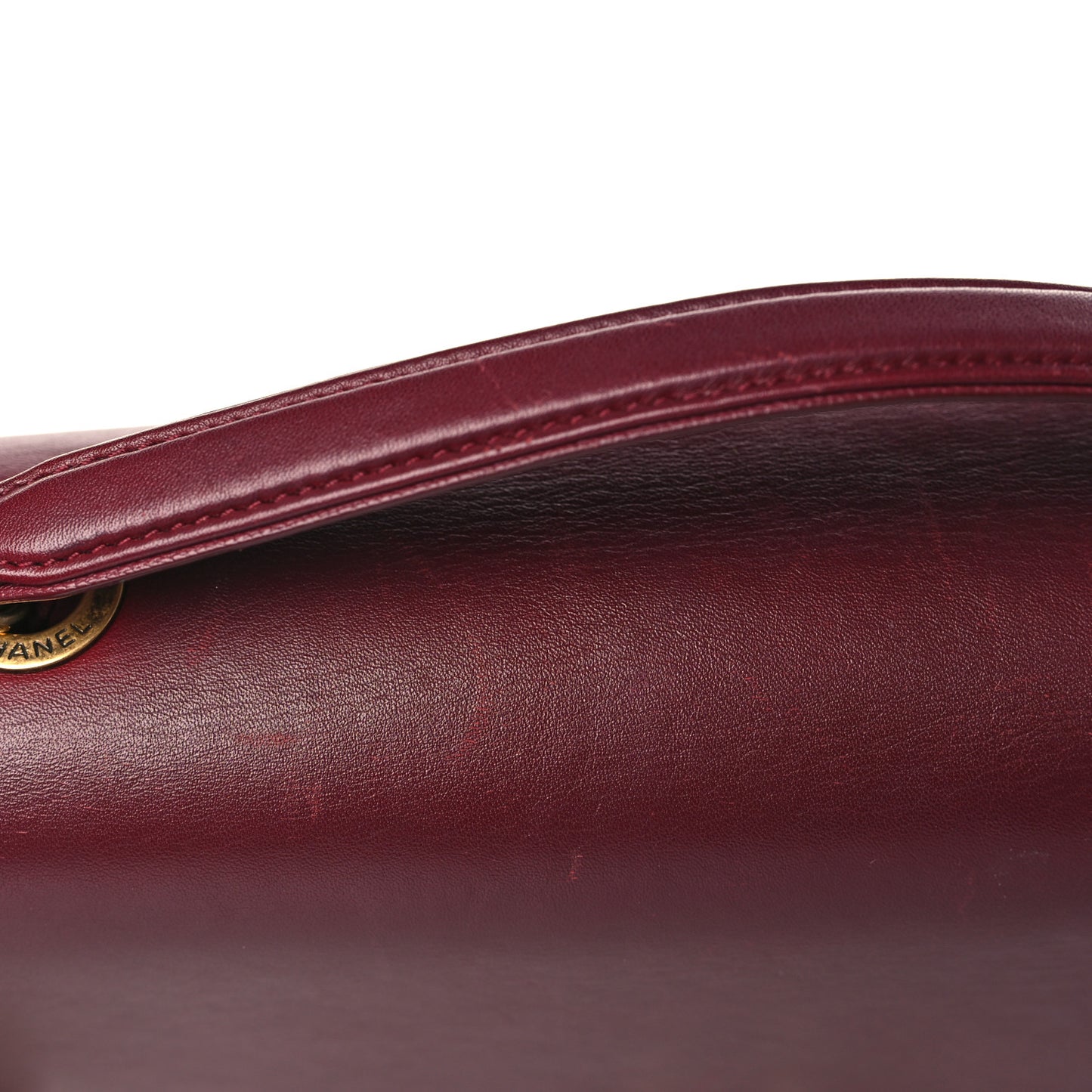 Shiny Calfskin Goatskin Quilted Medium Coco Curve Messenger Flap Burgundy