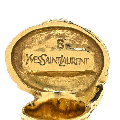 Saint Laurent Glass Cabochon Arty Ovale Ring 52 6 Gold Turquoise 4 of 5