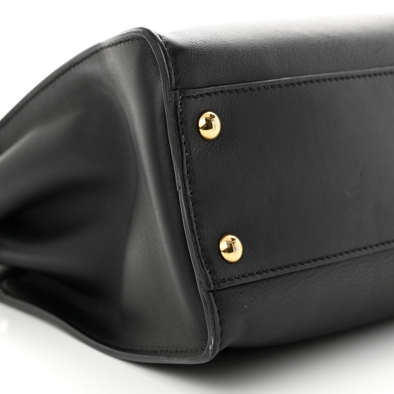 Fendi Vitello Seta Shiny Nappa Medium Peekaboo Iconic Satchel Black 10 of 14