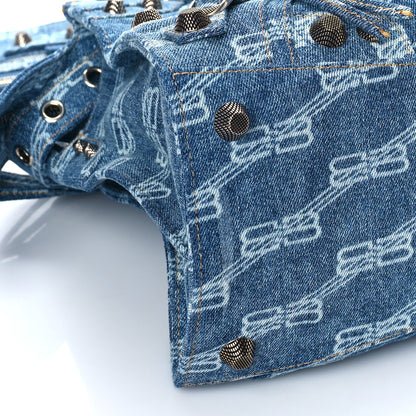 Balenciaga Denim BB Monogram Neo Cagole City Handbag Blue 6 of 7