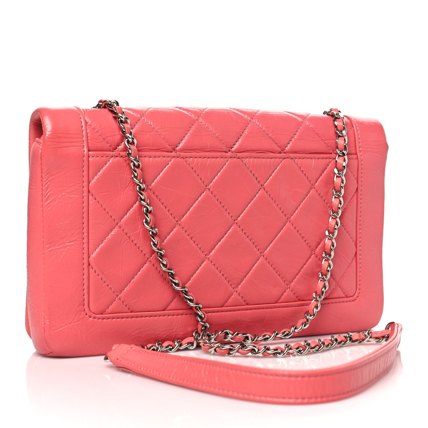 Chanel Crumpled Calfskin Quilted Bi Vintage Small Single Flap Pink 4 of 11