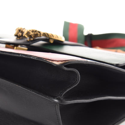 Gucci Calfskin Bamboo Web Large Dionysus Top Handle Bag Black Bright Evergreen Hibiscus Red 26 of 32