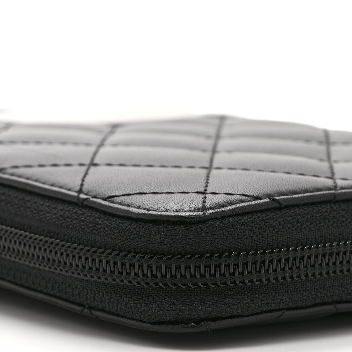 Calfskin Cambon Zip Around Organizer Wallet Black White