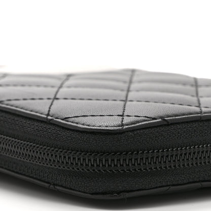 Chanel Calfskin Cambon Zip Around Organizer Wallet Black White 14 of 14