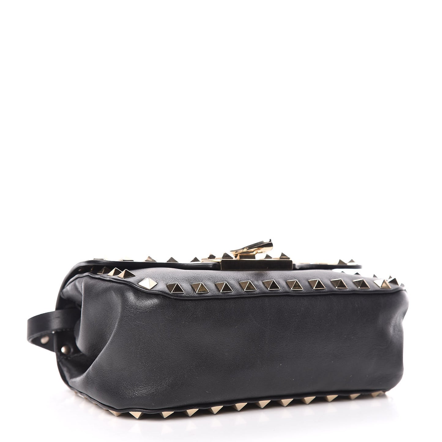 Vitello Mini Rockstud Flap Saddle Crossbody Bag Black