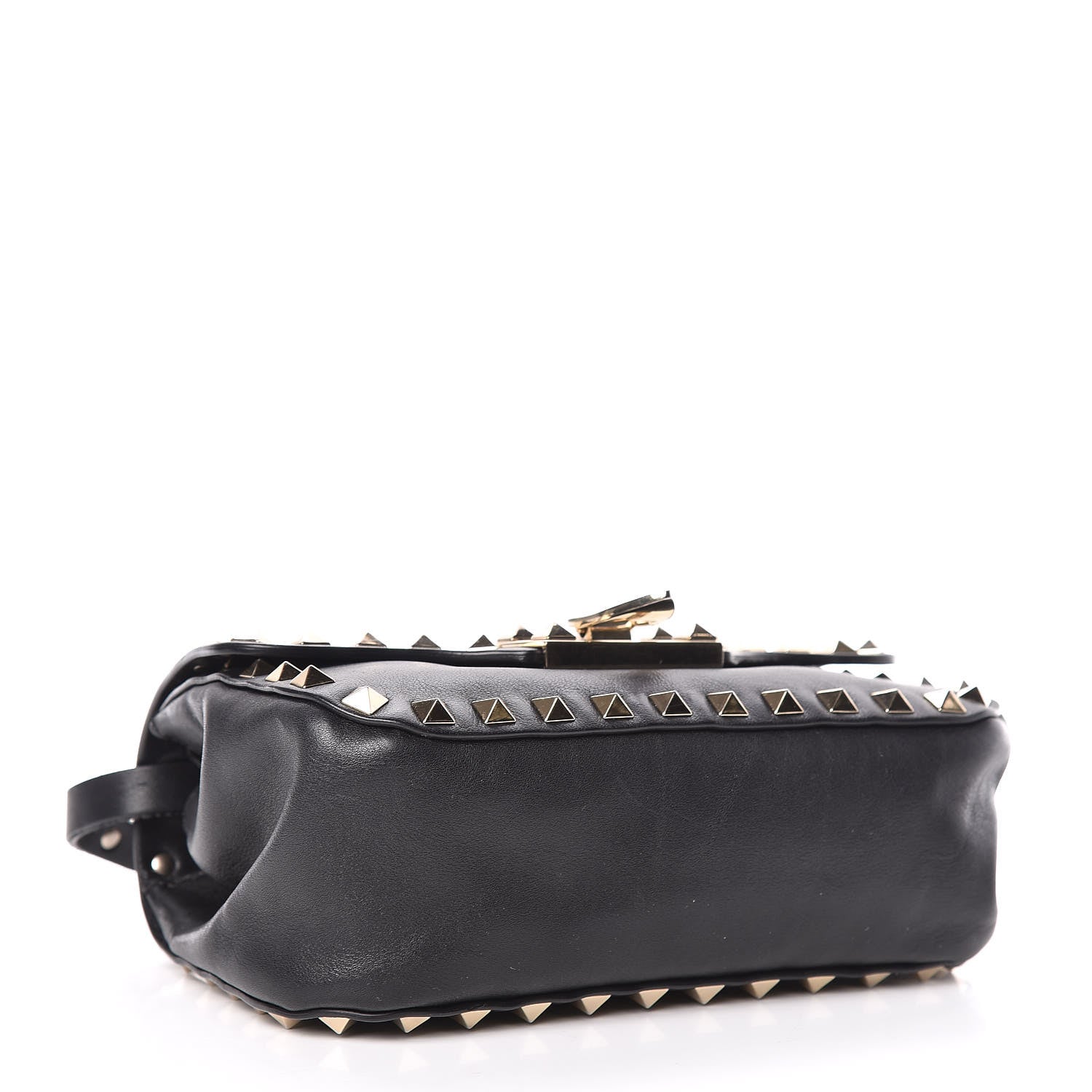 Valentino Garavani Vitello Mini Rockstud Flap Saddle Crossbody Bag Black 4 of 9