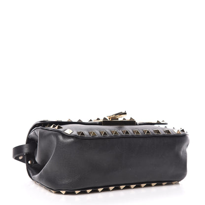 Valentino Garavani Vitello Mini Rockstud Flap Saddle Crossbody Bag Black 4 of 9