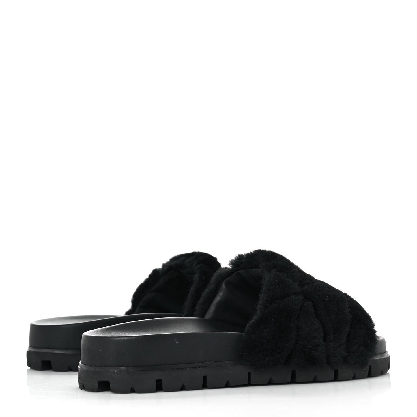 Montone Metal Triangle Logo Lug Sole 20mm Slide Sandals 37.5 Black