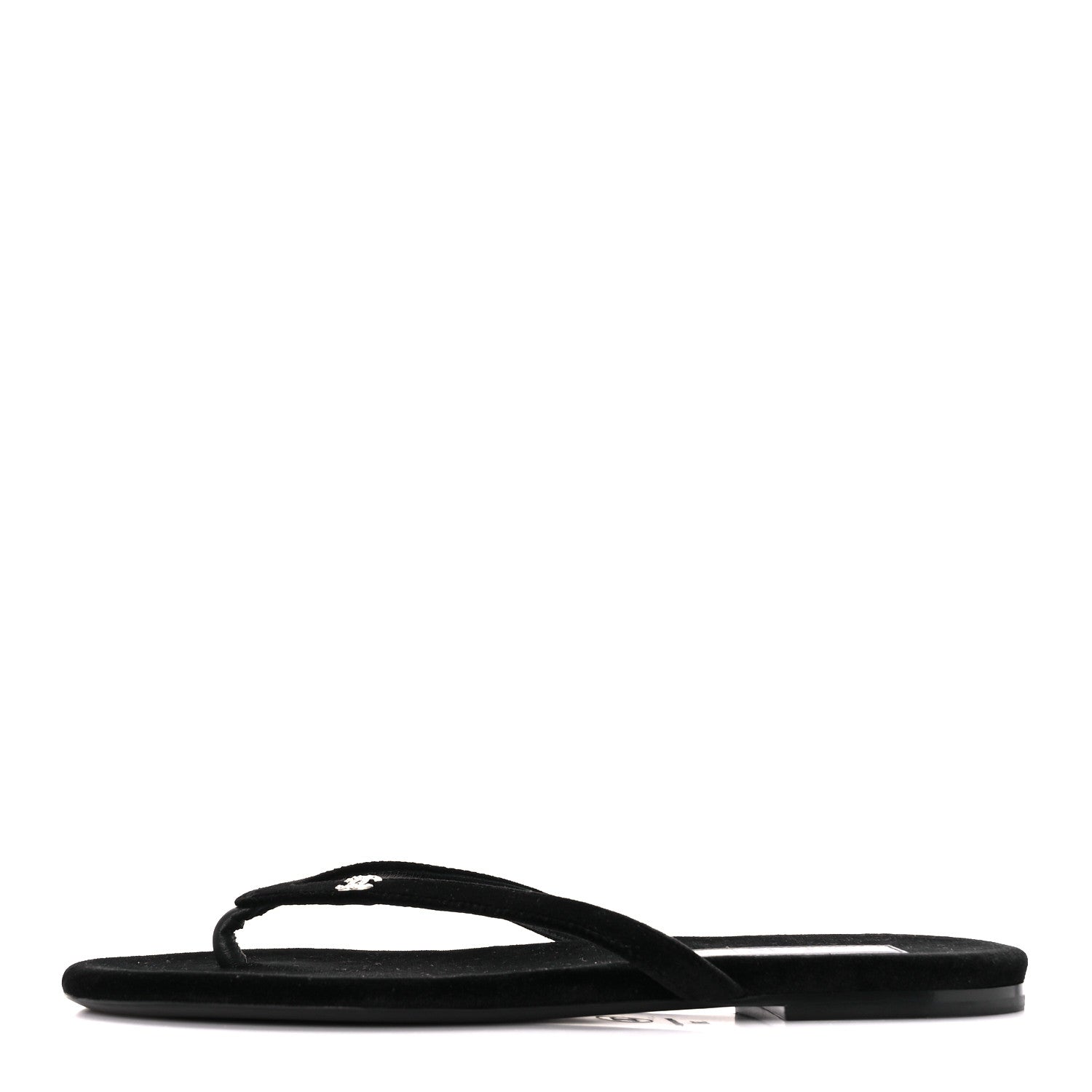 Chanel Velvet Crystal CC Thong Sandals 38 Black 1 of 8