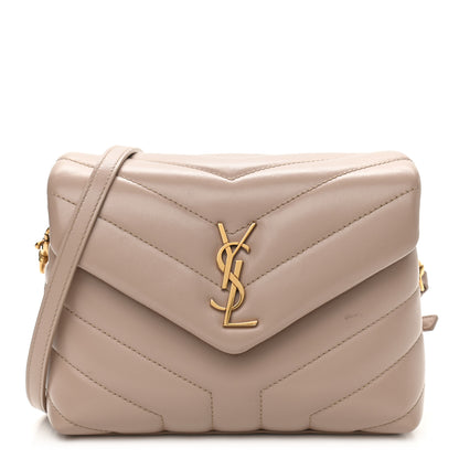 Saint Laurent Calfskin Y Quilted Monogram Toy Loulou Crossbody Bag Latte 1 of 12