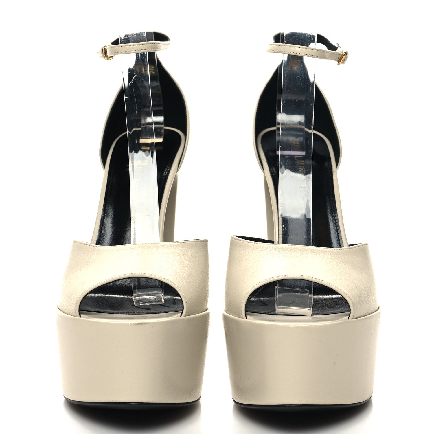Saint Laurent Goatskin Jodie Platform Sandals 39 Ecru 2 of 9