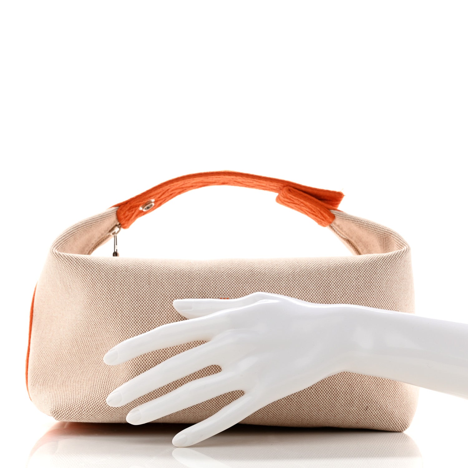 Hermes Canvas Large Bride-A-Brac Pouch Natural Orange 2 of 8