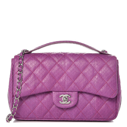 Chanel Elaphe Snakeskin Quilted Medium Easy Carry Flap Purple 1 of 10