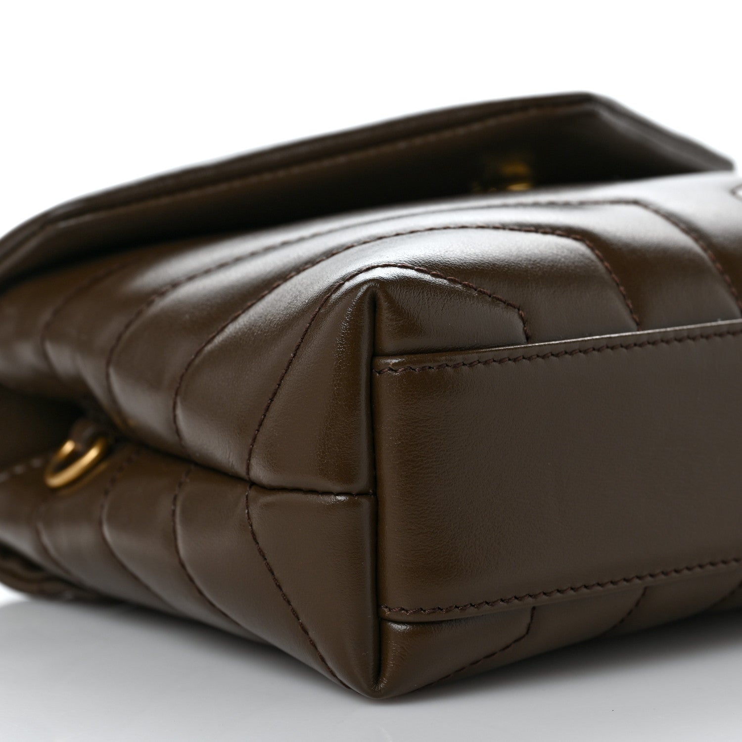 Saint Laurent Calfskin Y Quilted Monogram Toy Loulou Crossbody Bag Soil Brown 7 of 9