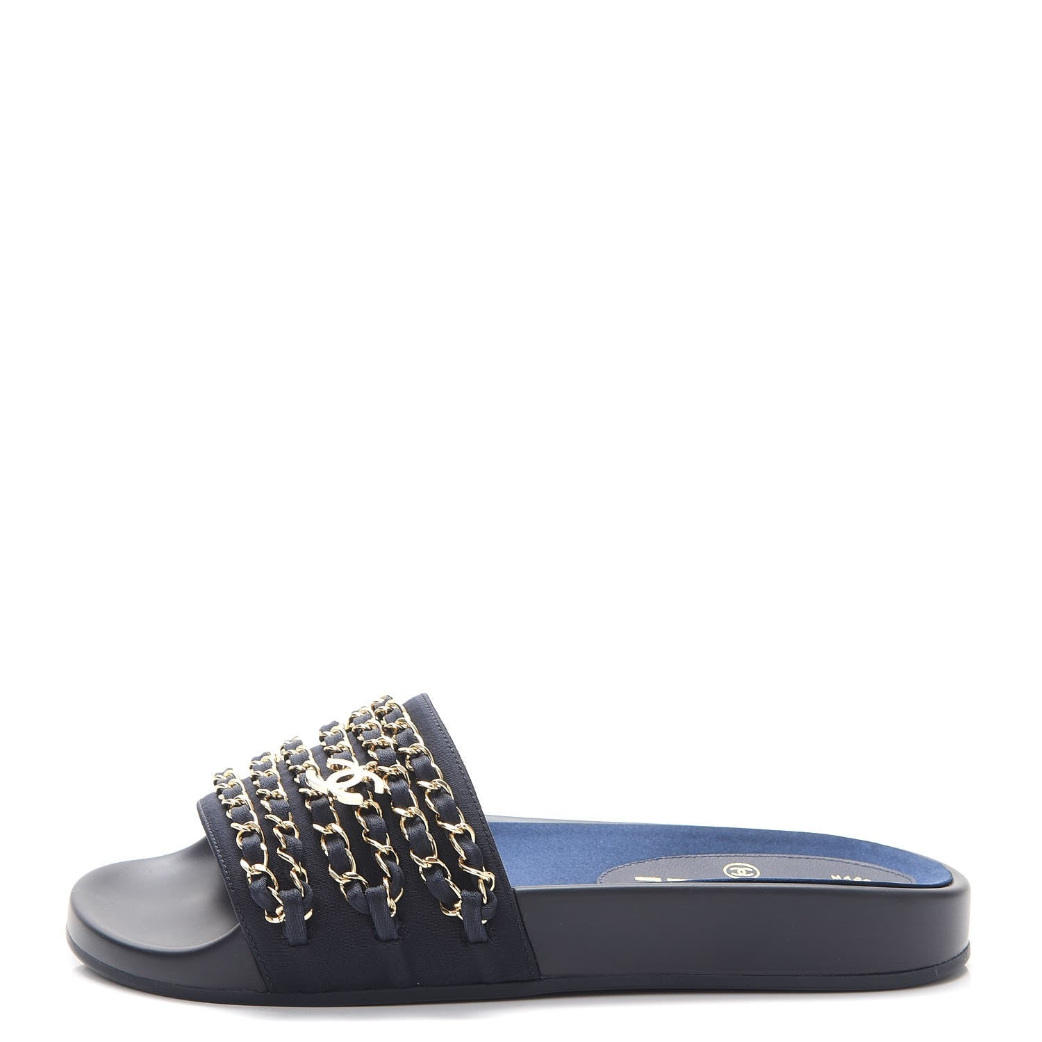 Chanel Nylon Chain Flat Sandals 36 Marine 1 of 10