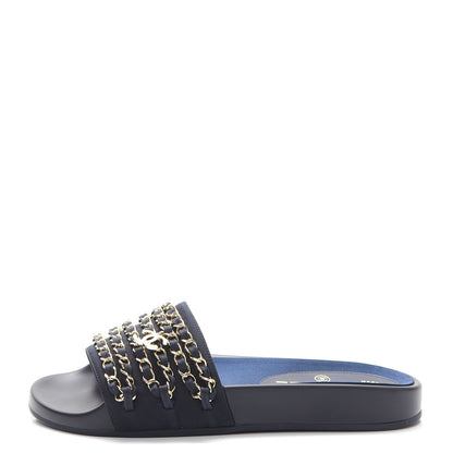 Chanel Nylon Chain Flat Sandals 36 Marine 1 of 10