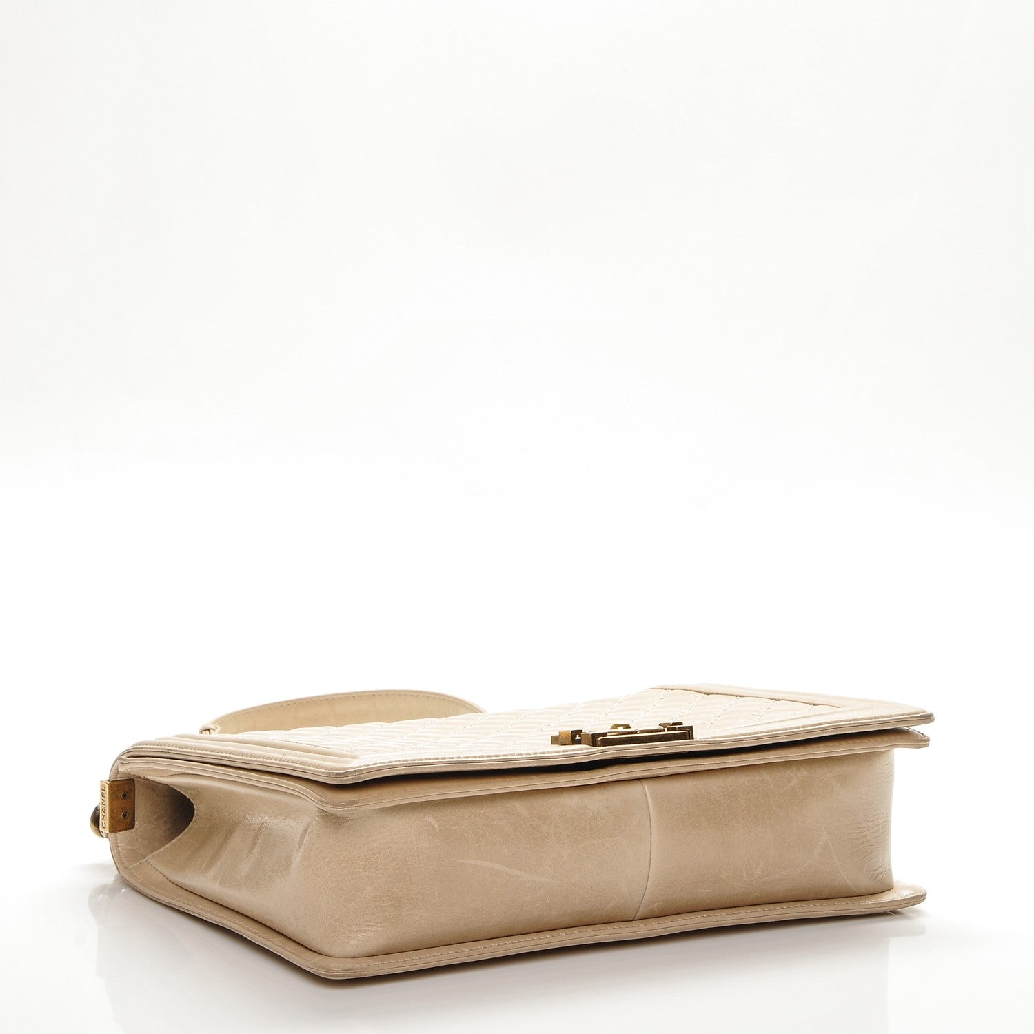 Chanel Glazed Calfskin Quilted Large Boy Flap Beige 4 of 9