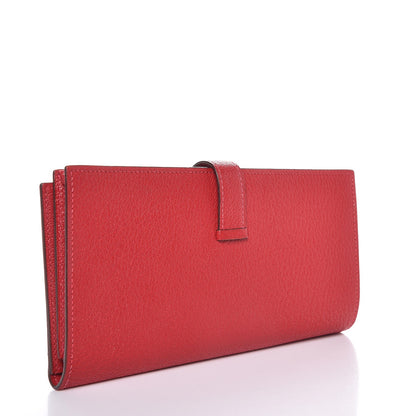 Hermes Chevre Mysore Bearn Gusset Wallet Rouge Casaque 3 of 8