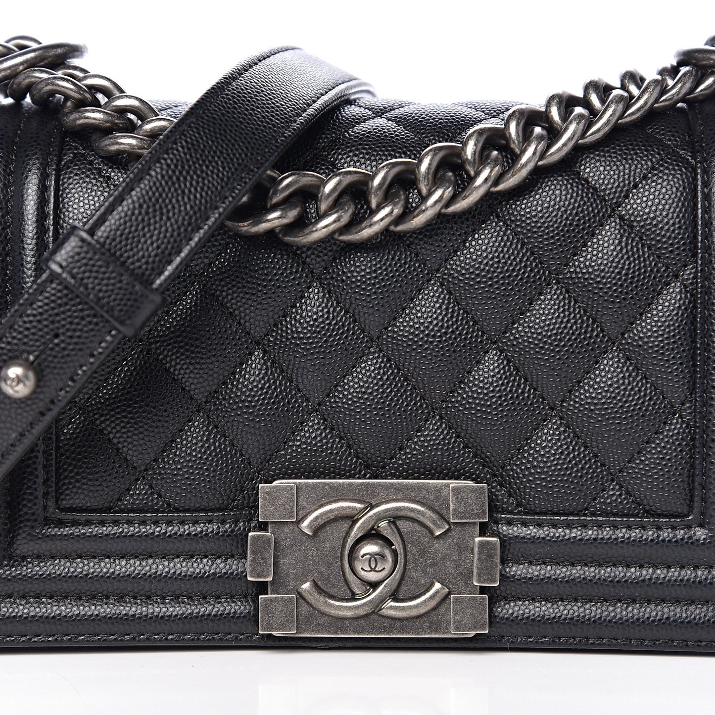 Caviar Quilted Small Boy Flap Black
