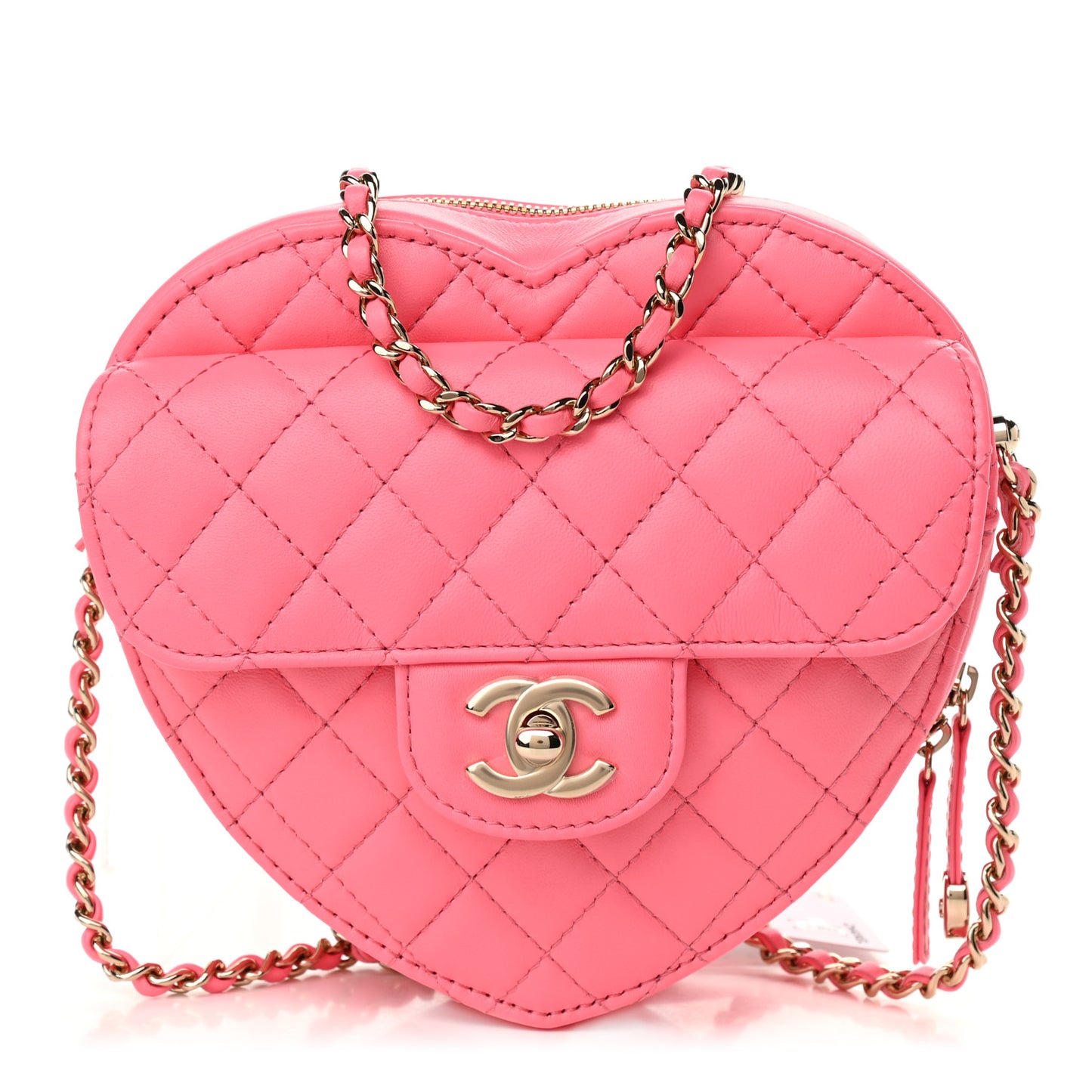 Lambskin Quilted CC In Love Heart Bag Pink
