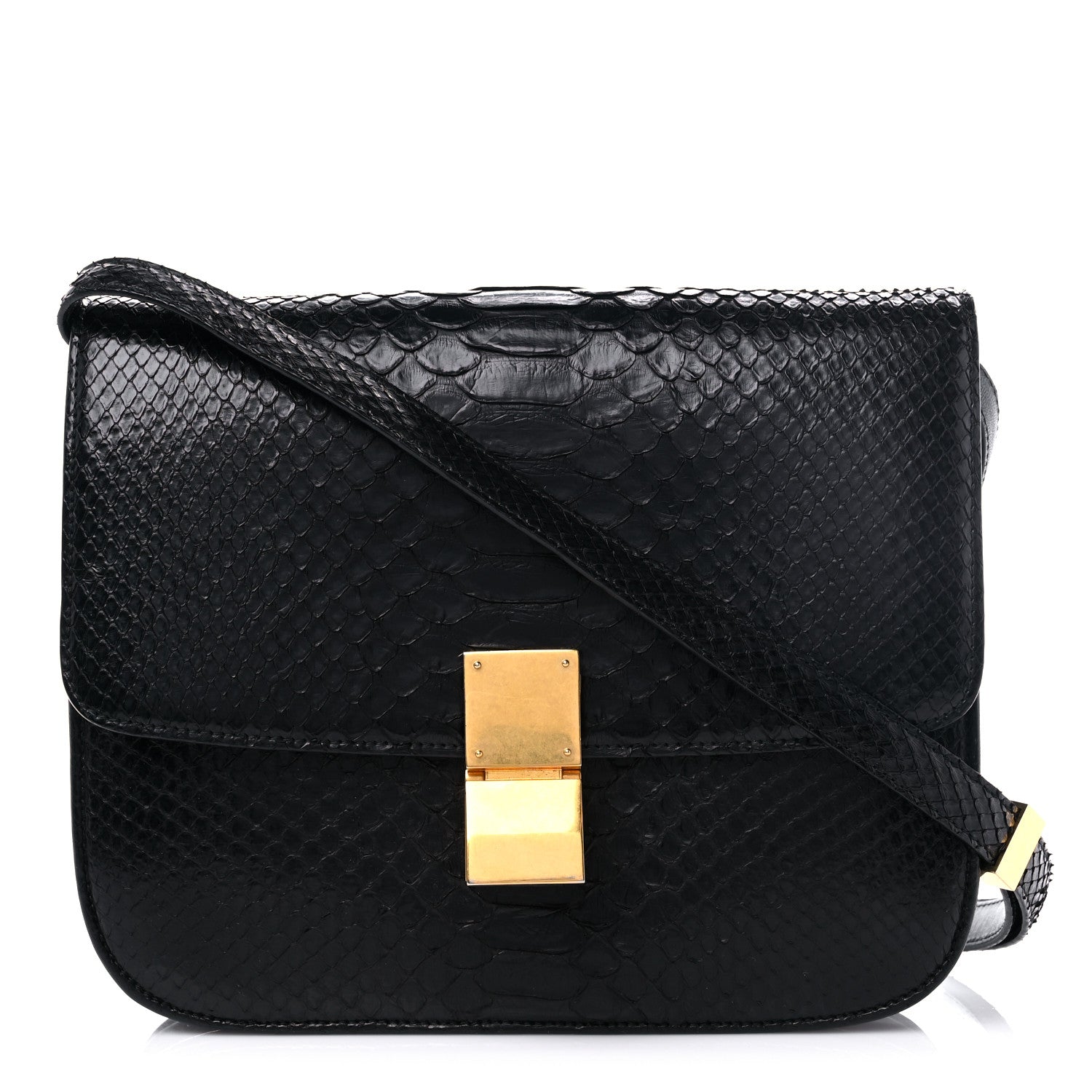 Celine Python Medium Classic Box Flap Bag Black 1 of 16