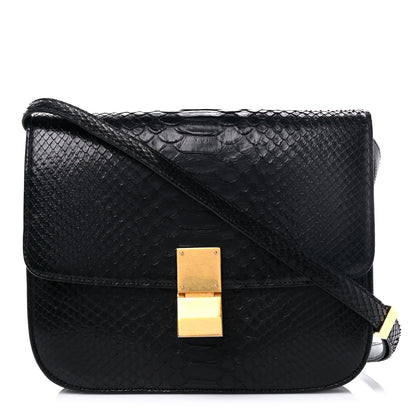 Celine Python Medium Classic Box Flap Bag Black 1 of 16