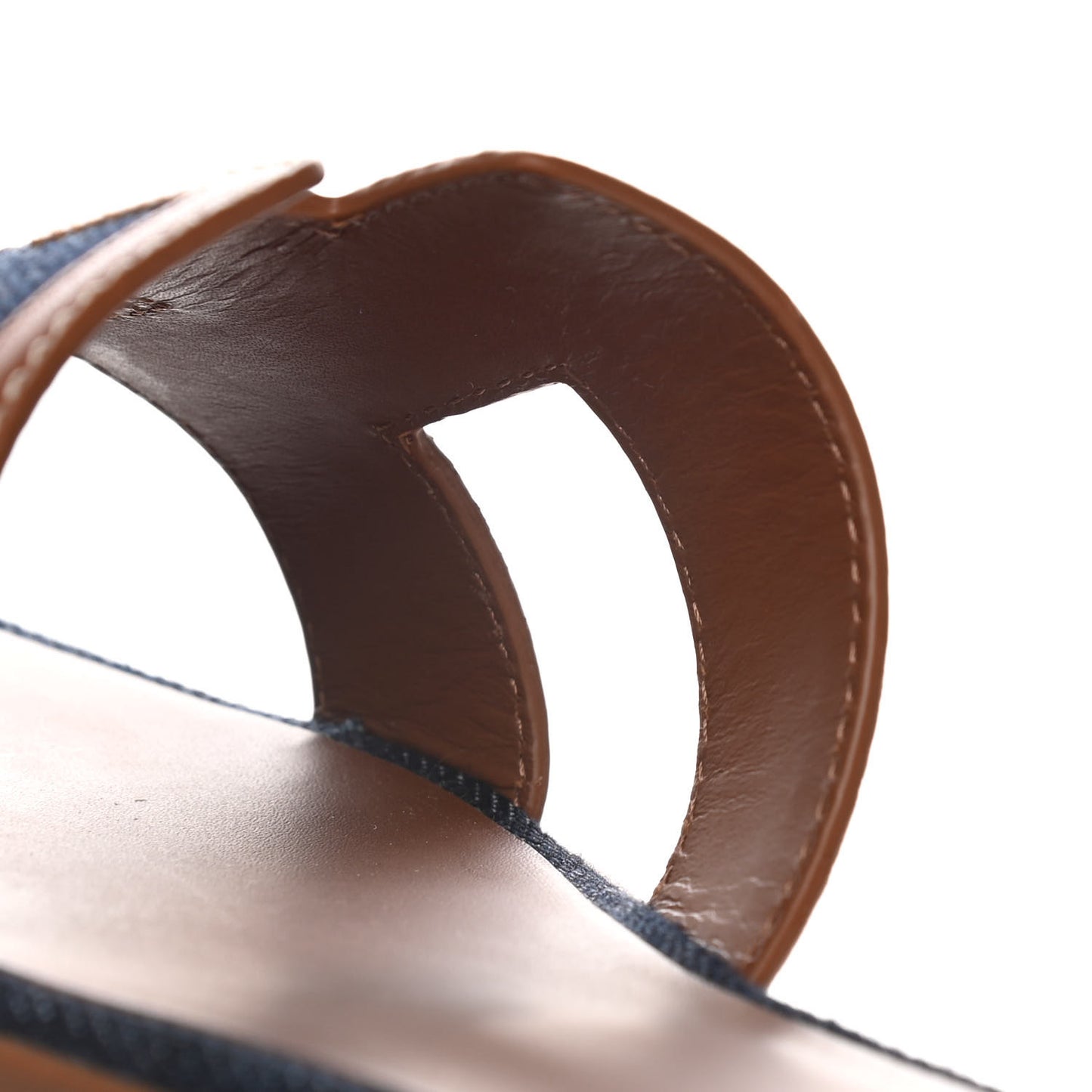 Calfskin Denim Oran Sandals 38.5 Bleu Brut Gold