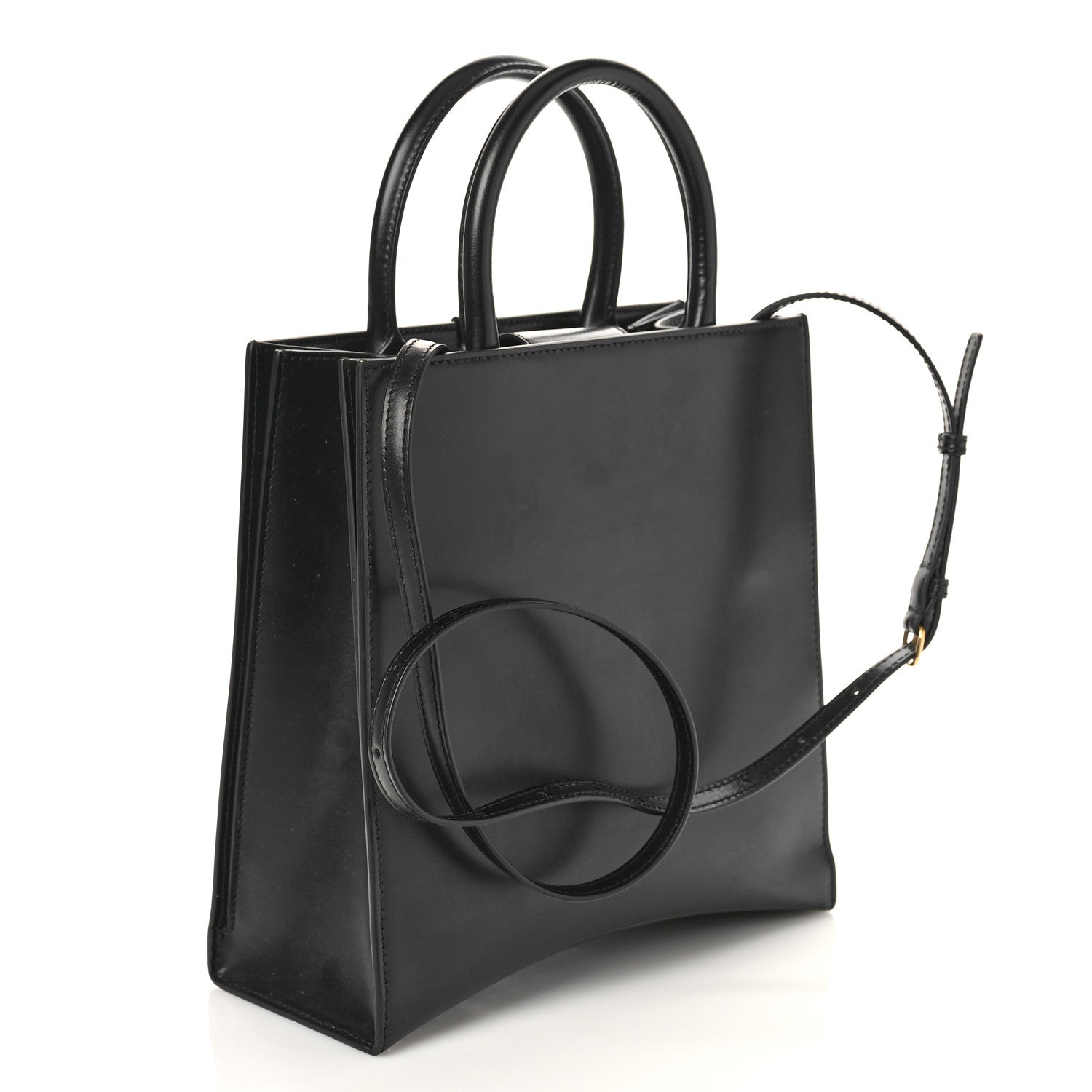 Balenciaga Shiny Box Calfskin Hourglass Tote Black 3 of 10