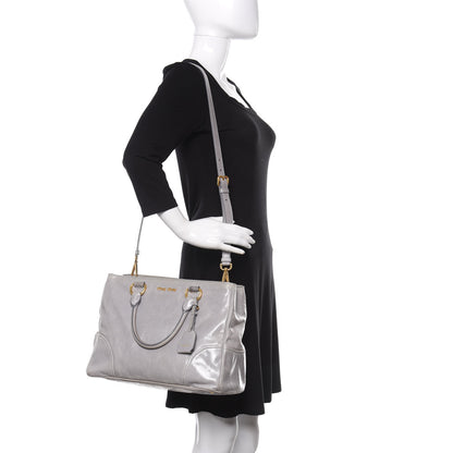 Miu Miu Vitello Shine Top Handle Satchel Nube 2 of 18