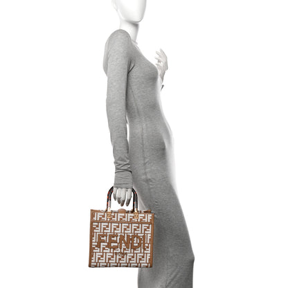 Fendi Raffia Chenille Vitello King Plexiglass Small Fendi Sunshine Shopper Tote Natural White 2 of 10