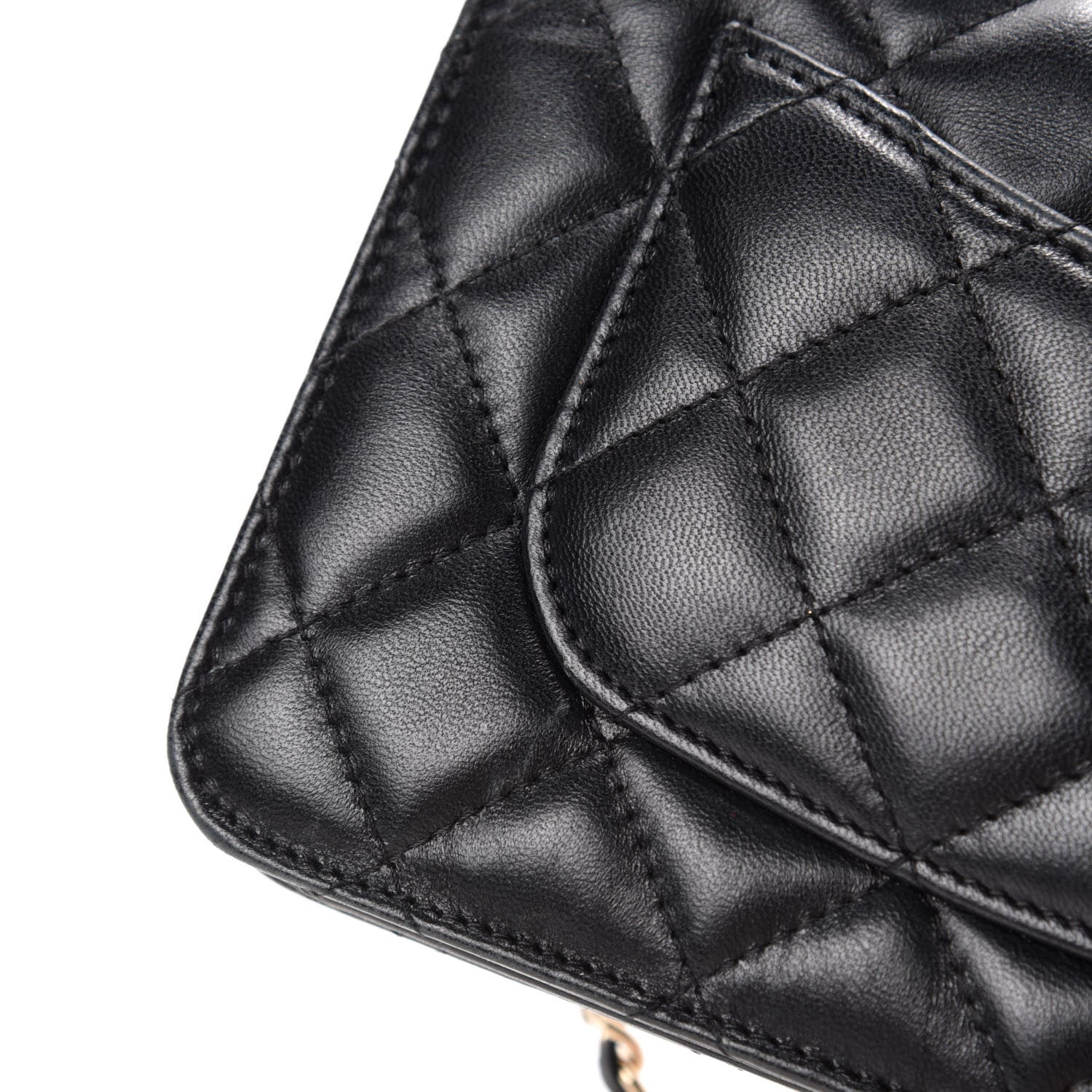 Chanel Lambskin Quilted Chain Around Wallet On Chain WOC Black 14 of 19