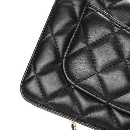 Chanel Lambskin Quilted Chain Around Wallet On Chain WOC Black 14 of 19