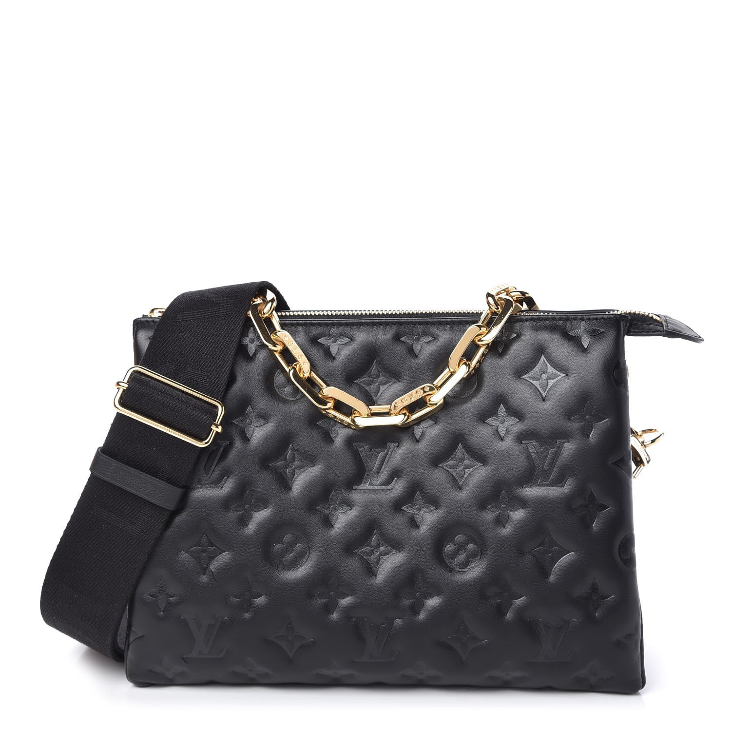 Louis Vuitton Lambskin Embossed Monogram Coussin PM Black 1 of 11