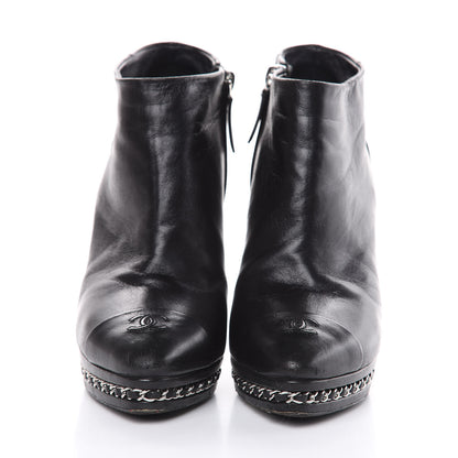 Chanel Lambskin CC Platform Cap Toe Chain Ankle Boots 38.5 Black 2 of 16