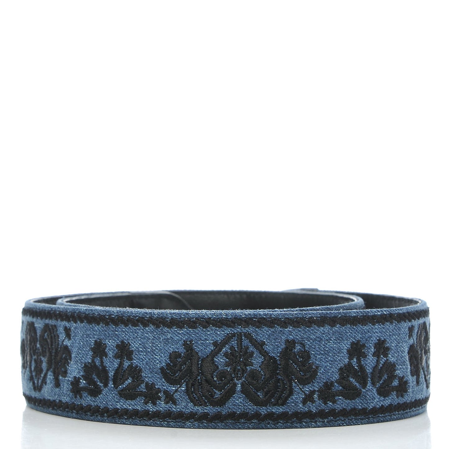MIU MIU Denim Embroidered Strap Blue