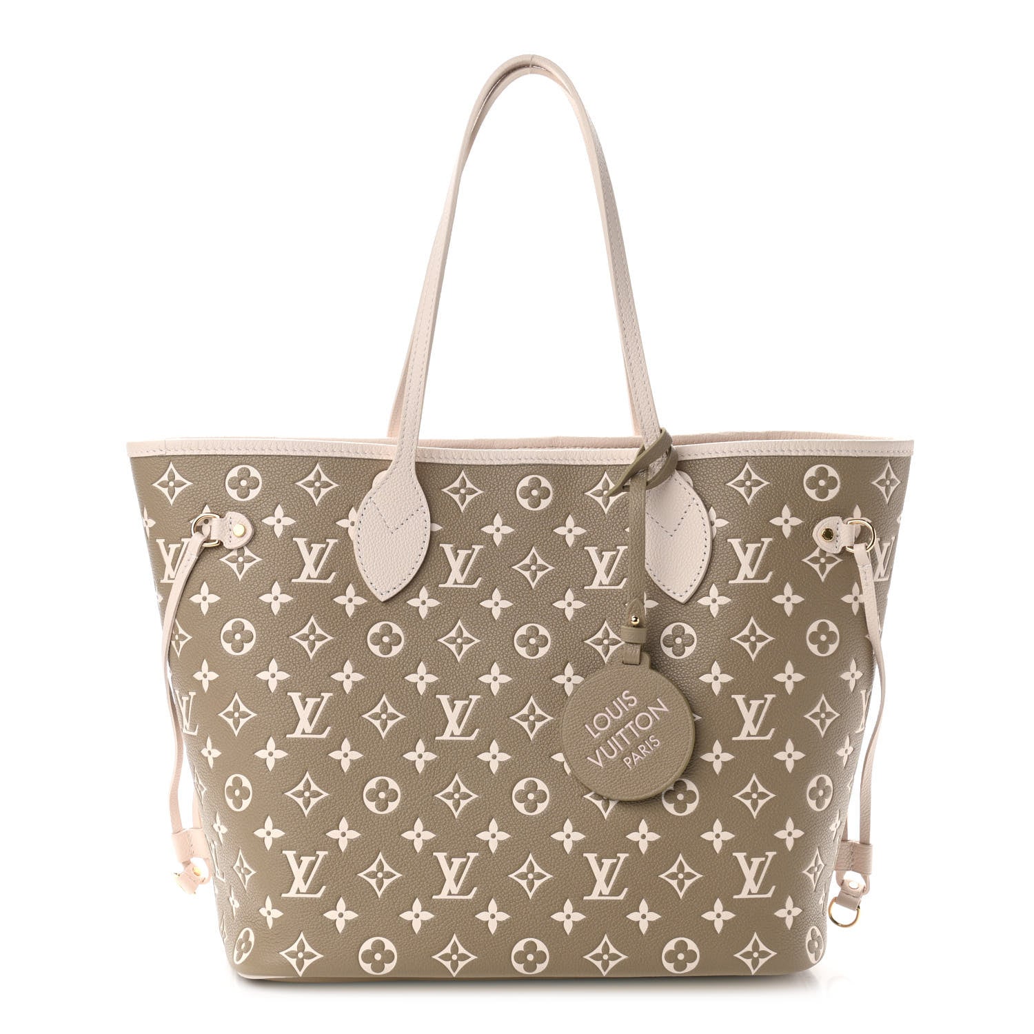 Louis Vuitton Empreinte Monogram Spring In The City Neverfull MM Kaki Beige Cream 3 of 11