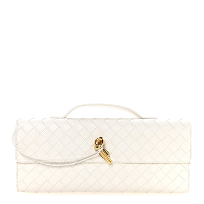 Bottega Veneta Nappa Intrecciato Long Andiamo Top Handle Clutch White 1 of 11