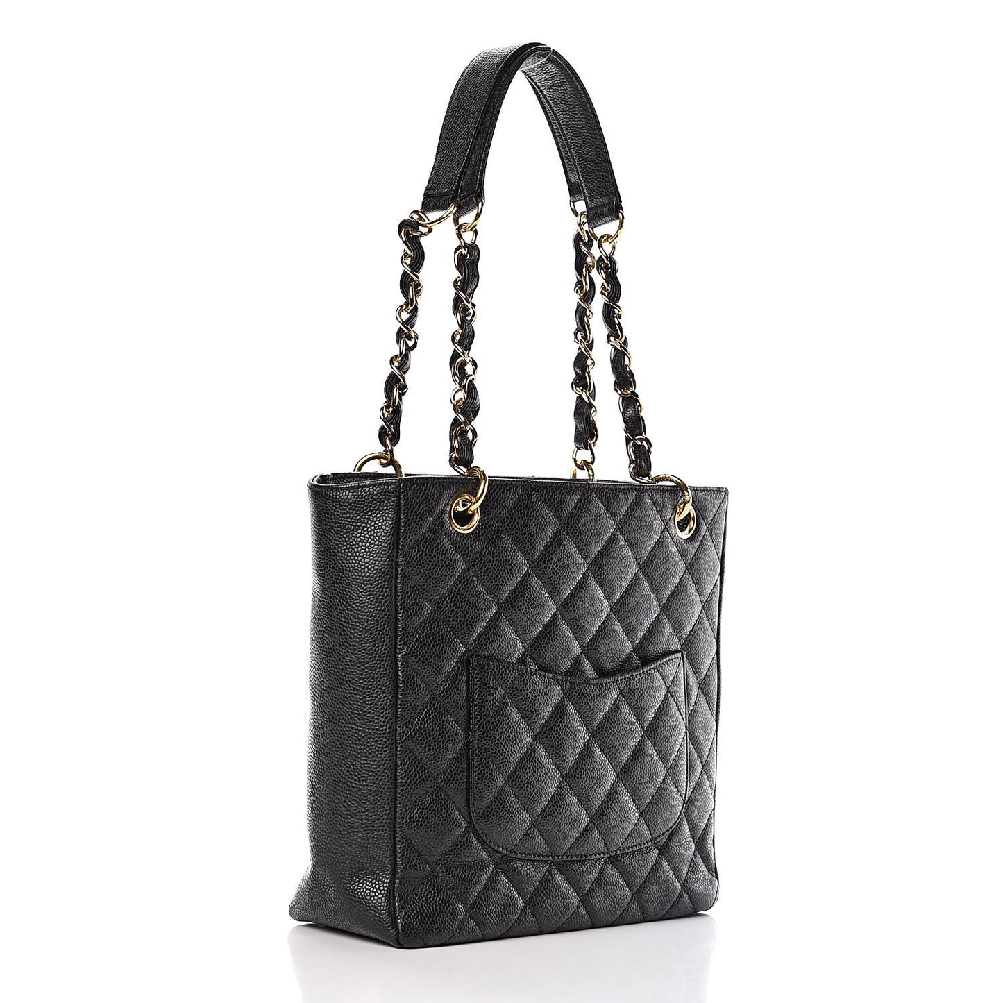 Caviar Quilted Petit Shopping Tote PST Black