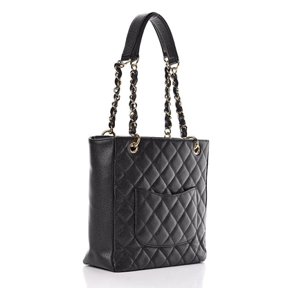Chanel Caviar Quilted Petit Shopping Tote PST Black 3 of 12