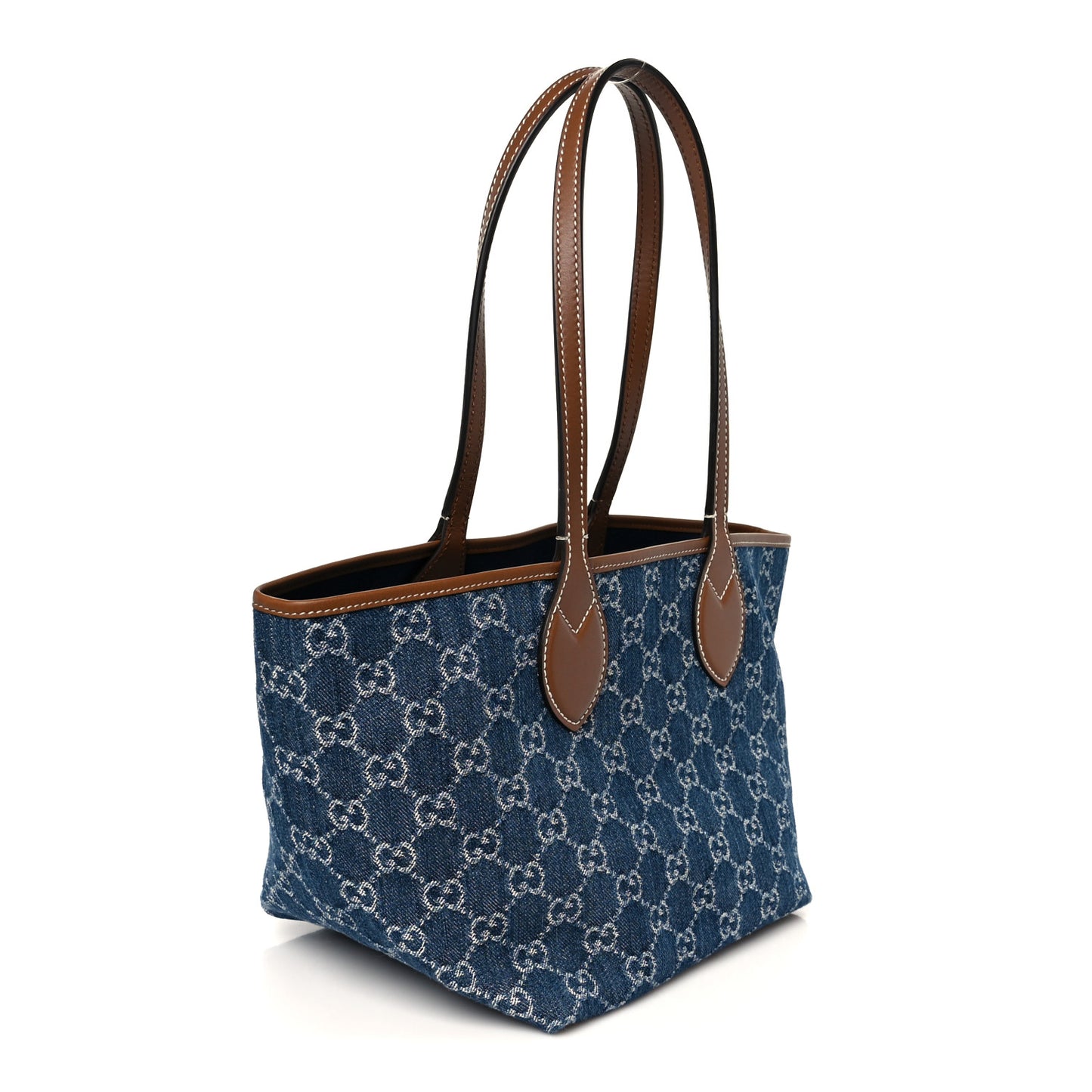 New Denim GG Monogram Calfskin Small Totissima Tote Blue