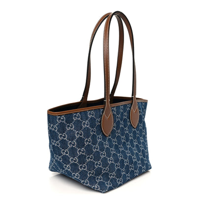 Gucci New Denim GG Monogram Calfskin Small Totissima Tote Blue 3 of 10