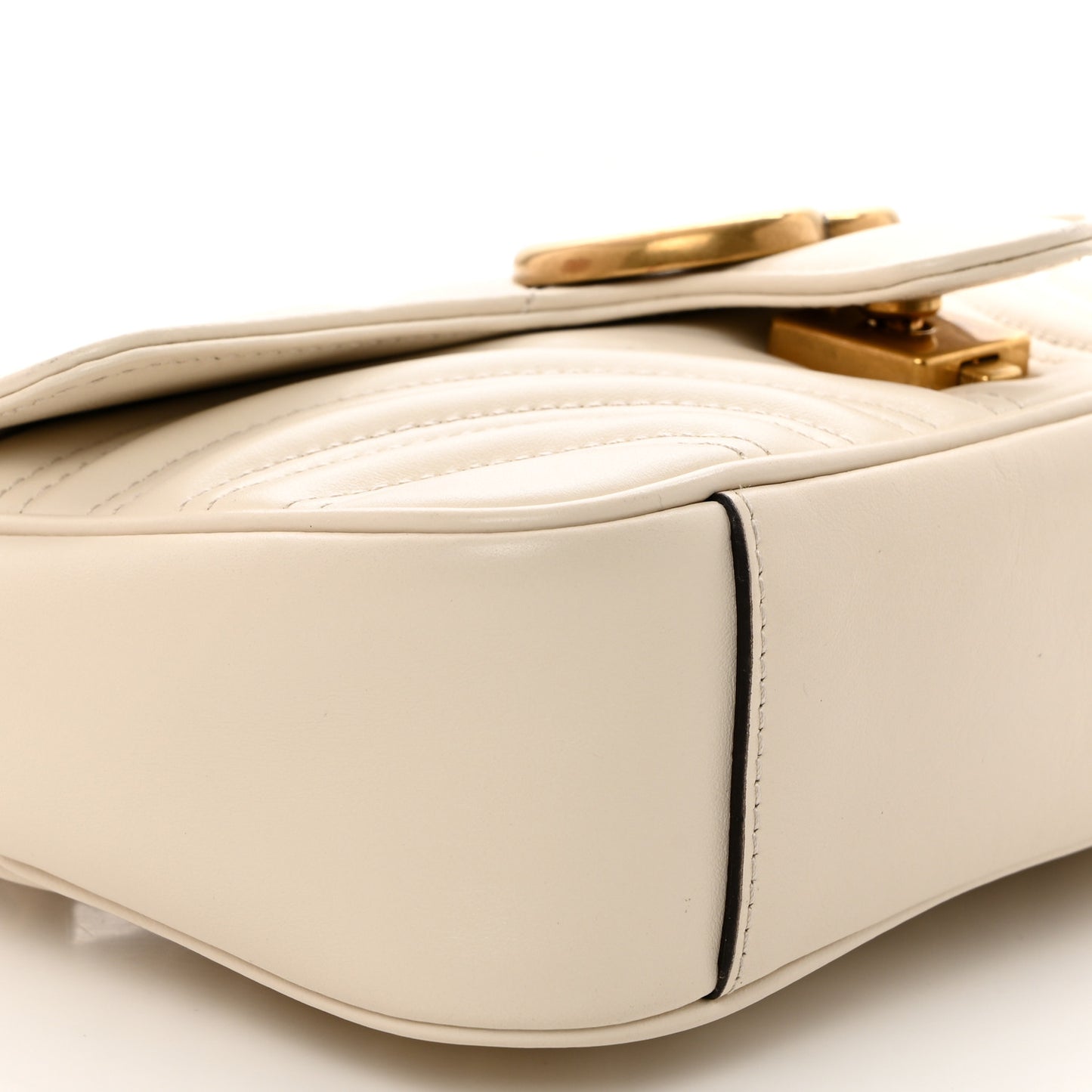 Calfskin Matelasse Mini GG Marmont Shoulder Bag White