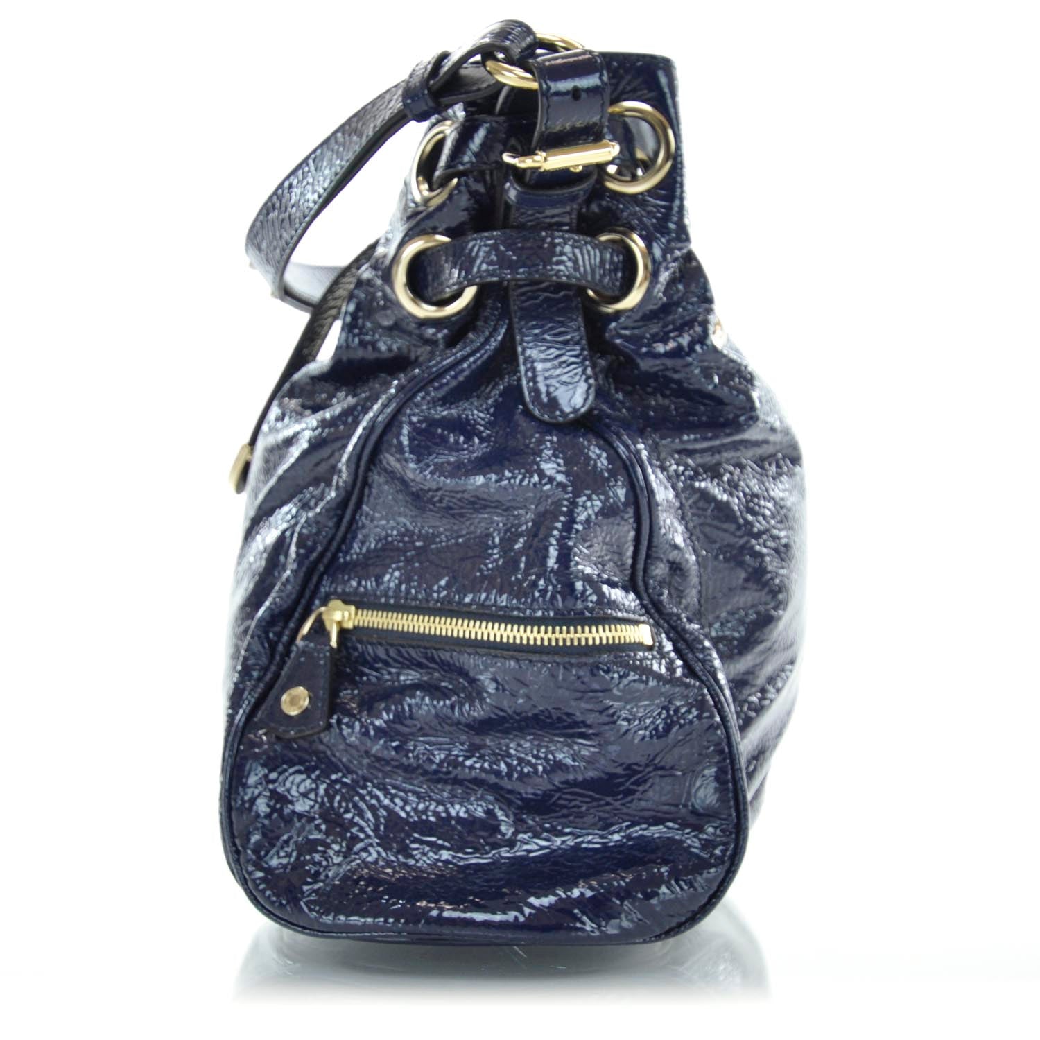 Jimmy Choo Crinkled Patent Ring Hobo Blue 4 of 9