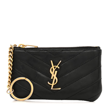 Saint Laurent Calfskin Matelasse Monogram Key Pouch Black 3 of 16