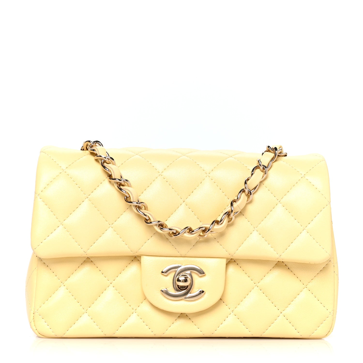 Chanel Lambskin Quilted Mini Rectangular Flap Yellow 2 of 20
