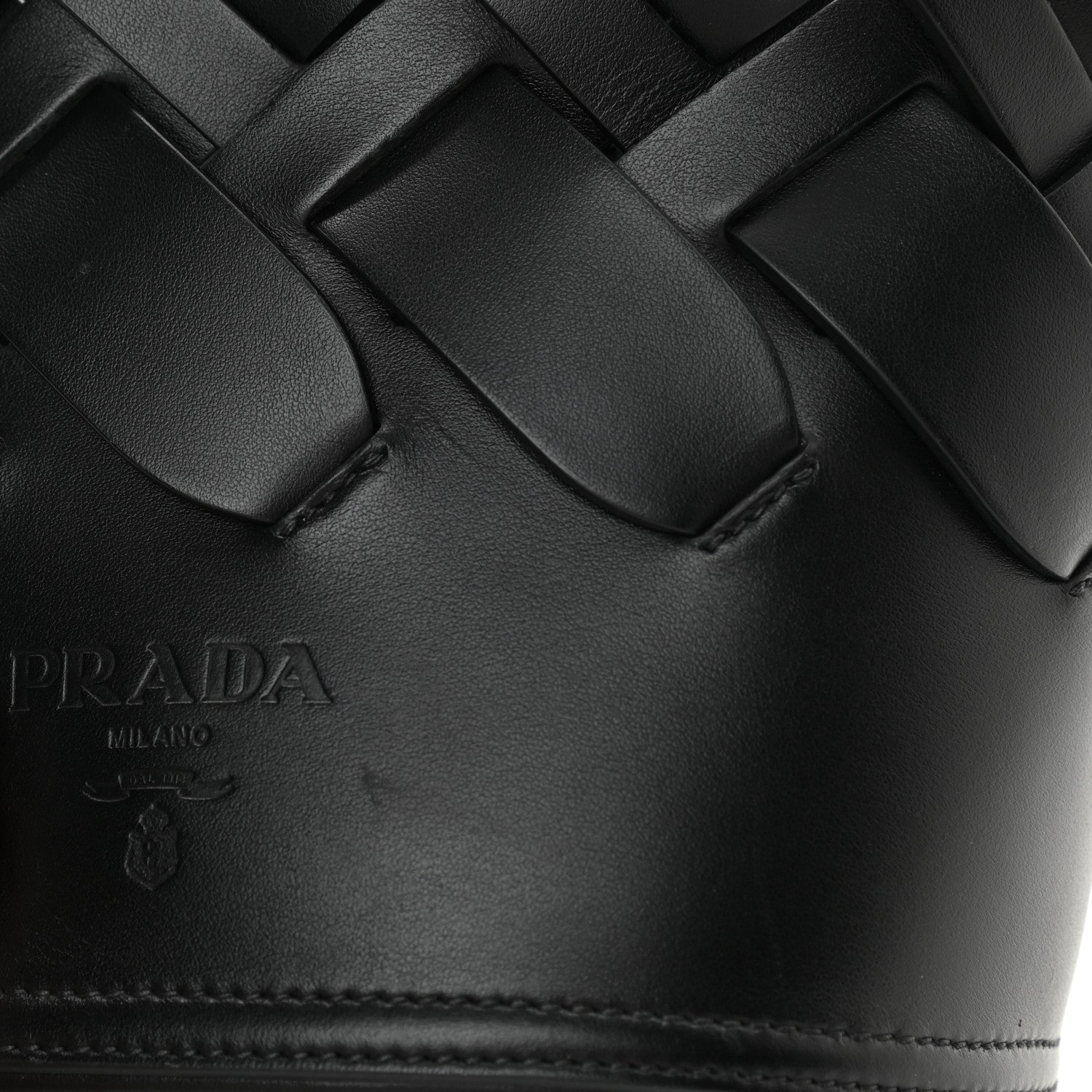 Prada Vitello Intreccio Bucket Bag Black 18 of 18