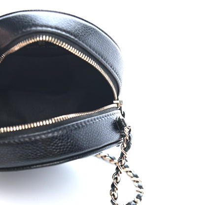 Chanel Caviar Camellia Embossed Round Clutch With Chain Black 5 of 9