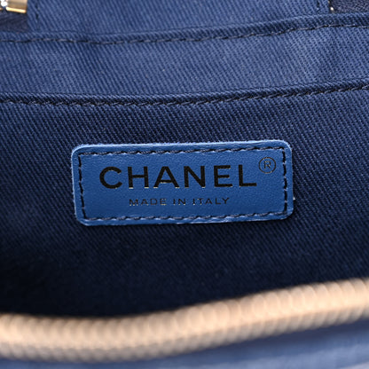 Chanel Denim Quilted Denim Trip Vanity Cosmetic Case Blue 6 of 10